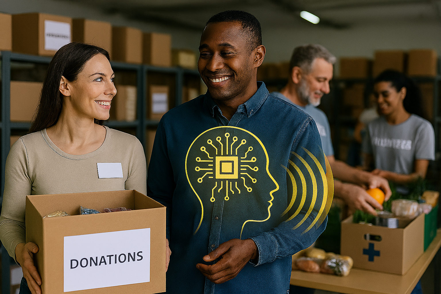 Volunteers working together